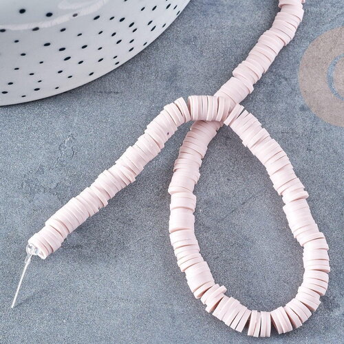 Perles disques polymère marron taupe 6mm,fabrication bijoux heishi plastique, le fil de 39,9cm g8684