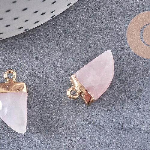 Pendentif corne quartz rose,pendentif bijoux, quartz rose naturel, pendentif jade,21mm, x1 (g1513)