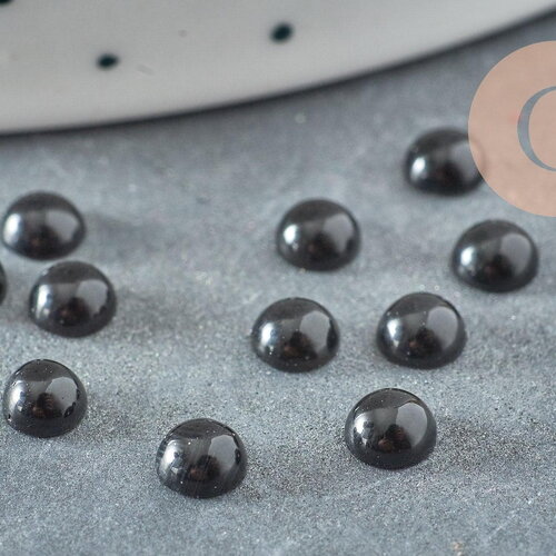 Cabochon rond obsidienne naturelle noire 4mm, x1 (g2912)