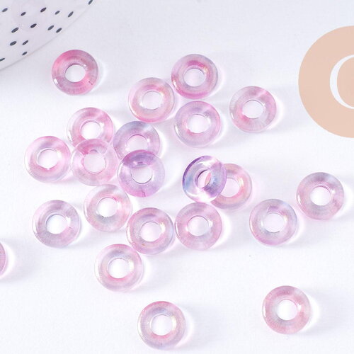 Pendentif donut verre jaune violet 10x3mm, x10 (g3506)