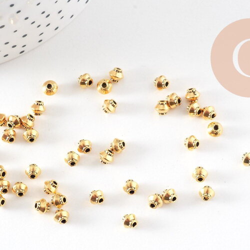 Perles rondelles coupelles intercalaires zamac doré 5mm, x50 (g10817)