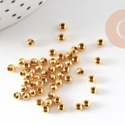 Perle ronde intercalaire fer dor, 3mm, x 10gr (g0294)
