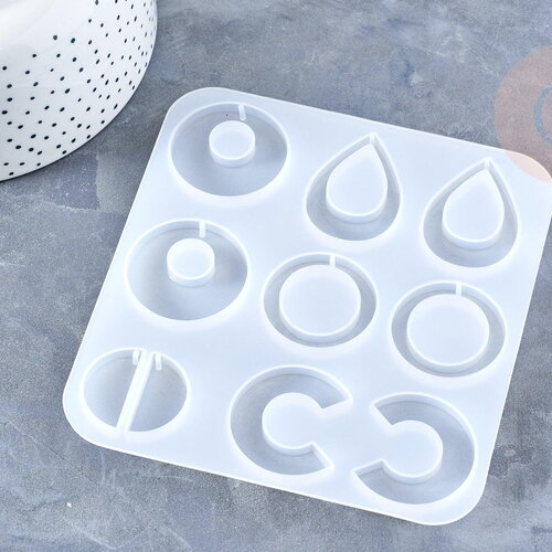 Moule pour fabrication boucles créoles résine, un moule en silicone pour réaliser des bijoux avec inclusion en résine, x1 ,g3363