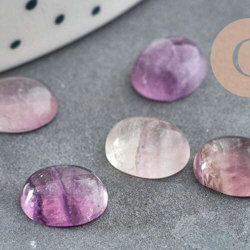 Cabochon ovale fluorite violette naturelle 10x8mm, x1 (g8677)