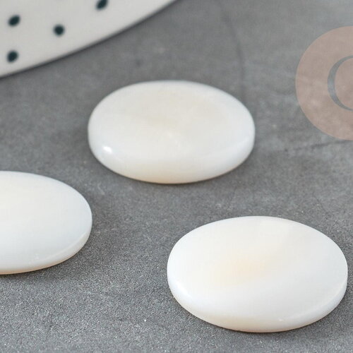 Cabochon rond nacre naturelle blanche 18-19mm, x1 (g2953)