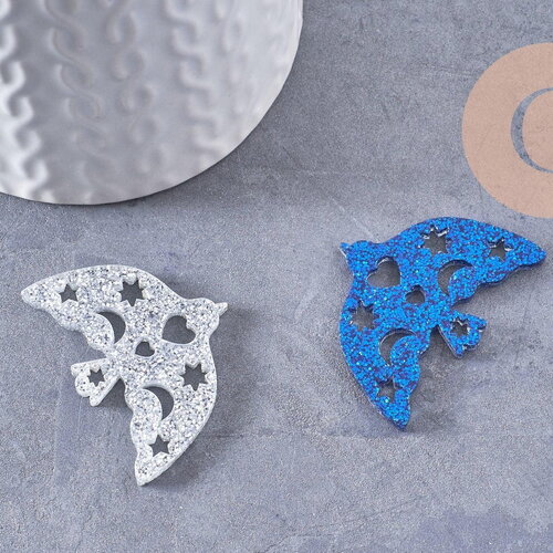 Pendentif colombe acrylique 40mm, x2 (g10275)