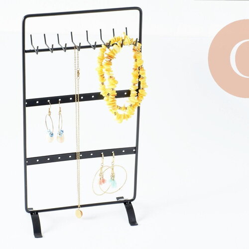 Présentoir à bijoux fer noir 28cm, présentoir pour rangement de bijoux, x1 g9795