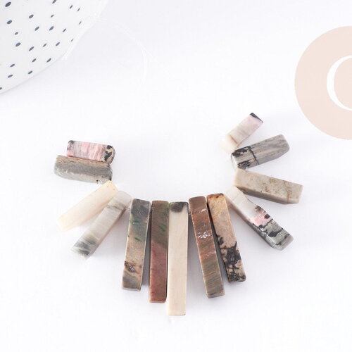 Perles rectangle jaspe naturel 10-30mm, x13 (g9081)