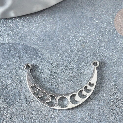 Pendentif torque phases lune acier 304 inoxydable platine 21.5mm, x1 (g7607)