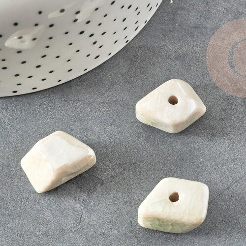 Perles pépite géométrique céramique blanche 20mm, perle porcelaine pour création bijoux diy x10 (g9151)