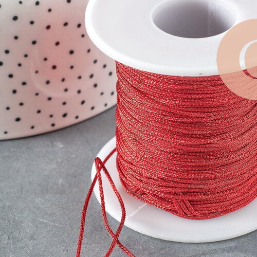 Cordon métallique rouge pailleté ,ruban mariage,fourniture créative, scrapbooking, largeur 1mm, x1 mètre g5663