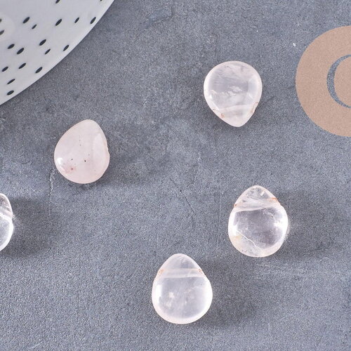 Perle goutte quartz rose 12mm,quartz rose naturel,perle quartz,12mm, x5 (g3032)