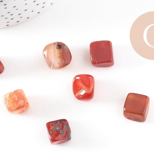 Sable pierre agate rouge naturelle brute roulée 10-16mm, x20gr (g5179)