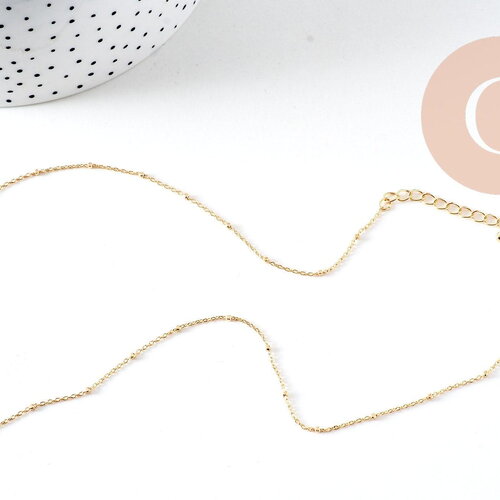 Collier chaine fine dorée satellite cube cuivré doré 16k 1.2 mm -45cm, x1 (g0634)