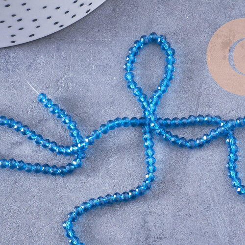 Perles abacus cristal turquoise 2.9mm, x1 fil de 35cm (g10948)