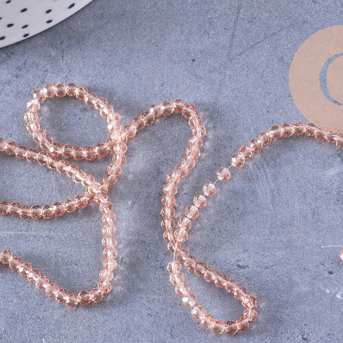 Perles abacus cristal rose clair 2.9mm, x1 fil de 35cm (g10947)