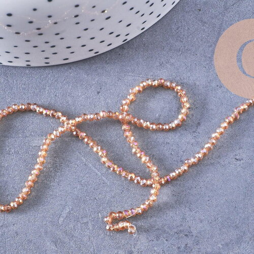Perles abacus cristal jaune ambre irisé 2.7mm, x1 fil de 28cm (g10951)