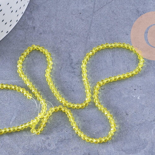 Perles abacus cristal jaune 2.9mm, x1 fil de 35cm (g10949)