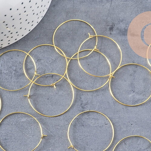 Anneaux créoles laiton doré 35mm,boucles oreilles x 20-50 (g1332)