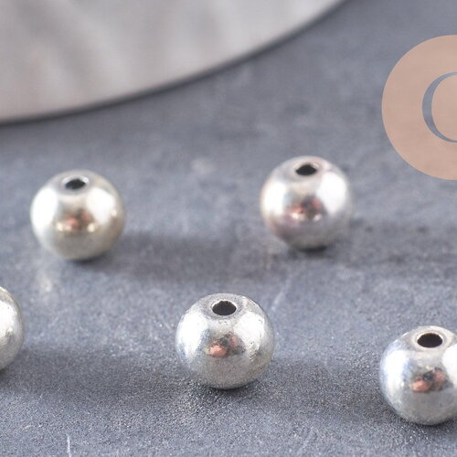 Perle ronde argent tibétain vieilli,perles argent, sans nickel,perle intercalaire, 6mm, x10 (g0819)
