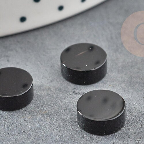 Cabochon rond agate naturelle noire 10mm, x1 (g2249)