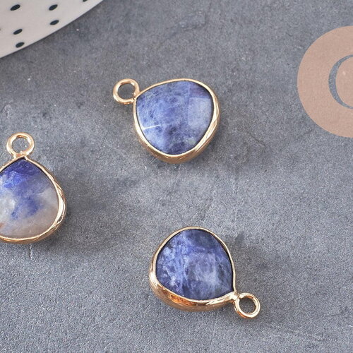 Pendentif goutte sodalite bleue, fournitures créatives,pendentif bijoux, pendentif pierre, sodalite naturelle, 18mm, x1 g0162