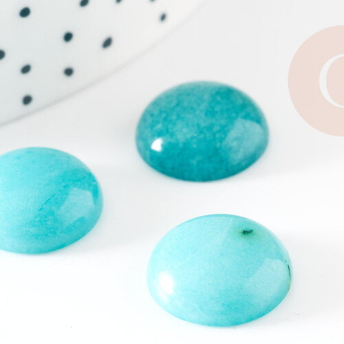 Cabochon rond jade naturel vert aqua 16mm, x1 (g0698)