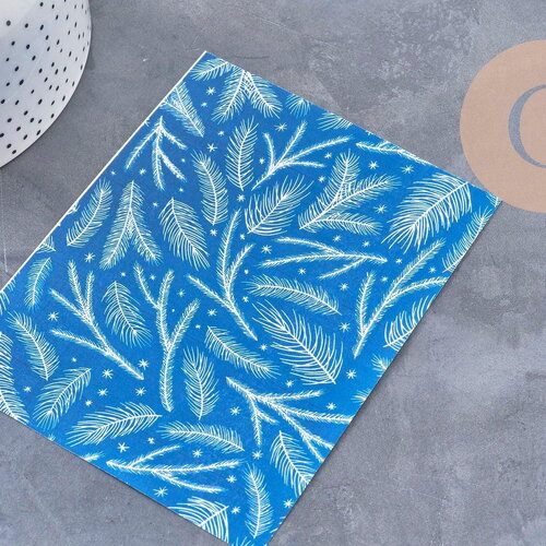 Feuille de transfert polymère – motif hiver fond bleu 14x10 cm, x1 (g11011)