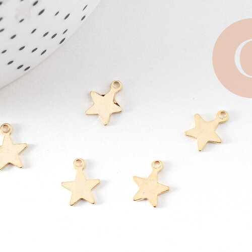 Pendentif étoile acier 304 inoxydable dore 10mm,breloque acier sans nickel pour création bijoux, x5 g3246