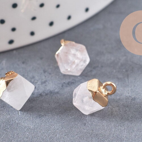 Pendentif hexagone quartz ,pendentif pierre cristal de roche naturel,pendentif quartz ,11mm, x1 g7866