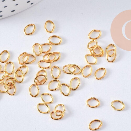 Anneaux de jonction ouverts ovales fer doré 6.5mm x50 (g1548)