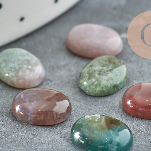 Cabochon ovale agate verte naturelle 10x8mm, x1 (g8649)