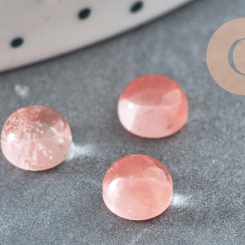 Cabochon rond watermelon stone rose 6mm x1 (g1626)