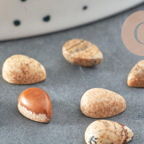 Cabochon goutte jaspe paysage naturel 8x6mm, x1 (g2260)