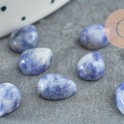 Cabochon goutte sodalite bleue 8x6mm, x1 (g2261)