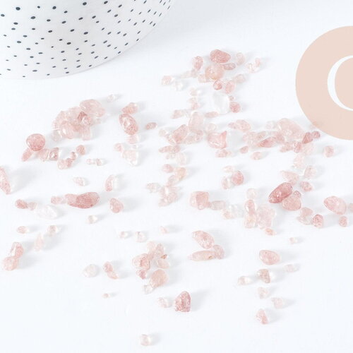 Sable chips pierre quartz fraise naturel 2-15mm non percé, x20gr (g8945)
