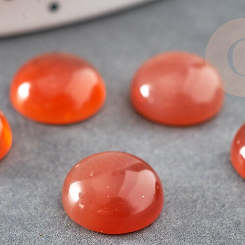 Cabochon rond agate naturelle orange 10mm, x1 (g0606)