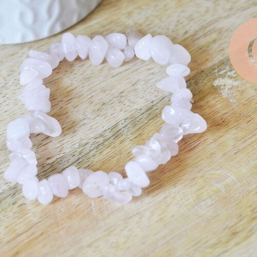 Bracelet élastique chips quartz rose naturel 50mm, x1 (g4717)