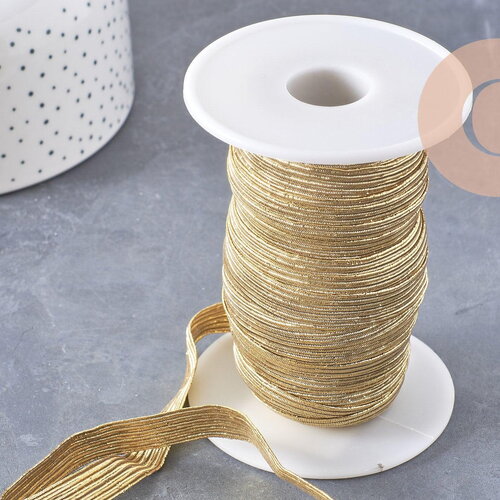 Ruban élastique doré nylon 10mm, x1 mètre (g10414)