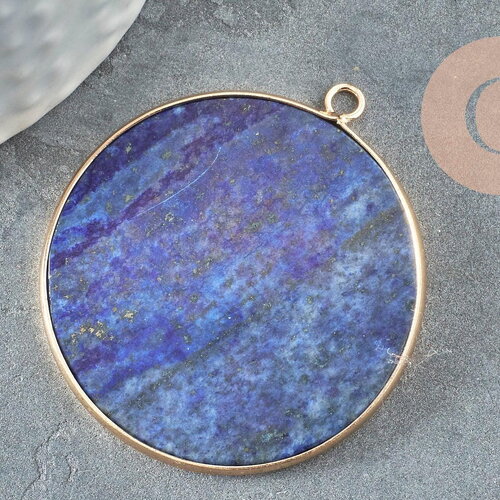 Pendentif rond lapis lazulis, naturel,pendentif rond,43mm, x1 g2511