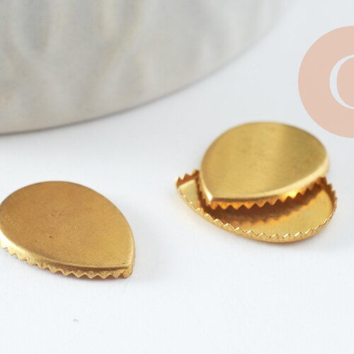 Supports cabochons goutte 10x14mm laiton brut, x10 (g2245)
