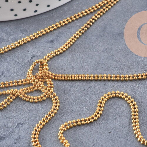 Chaine boule double laiton brut,chaine bijou, création bijoux,chaine boule,sans nickel, grossiste,1.5mm, 1 metre (g0654)
