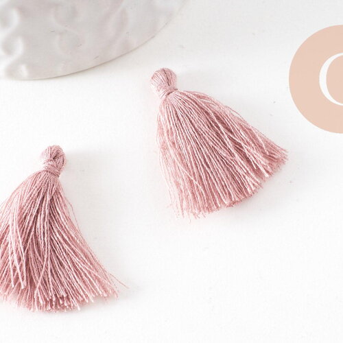 Pompon rose clair polycoton 25-31mm, x5 g2769