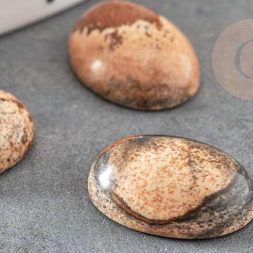 Cabochon ovale jaspe paysage naturel 13x18mm, x1 (g2062)