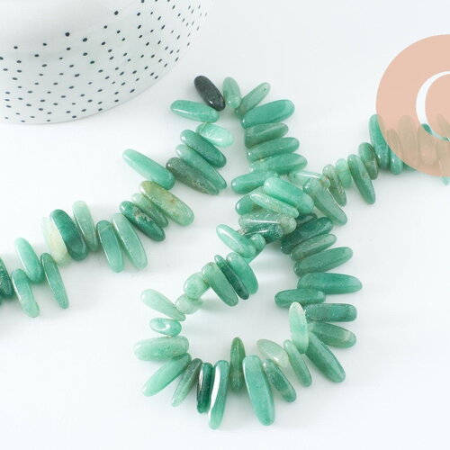 Perle ovale aventurine,pierre précieuse,pierre naturelle,pierre roulée,13-22mm,fil de 39cm, x1 (g1258)