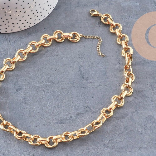 Collier collier chaine xxl acier 304 inoxydable doré ip texturé 45cm, x1 (g10939)