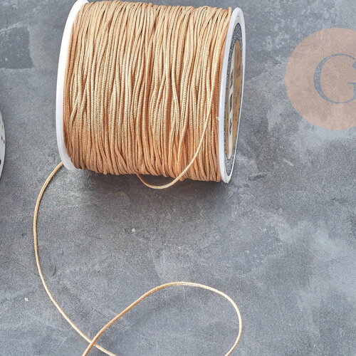 Cordon doré clair tressé polyester 0.8mm, x1 mètre (g5706)