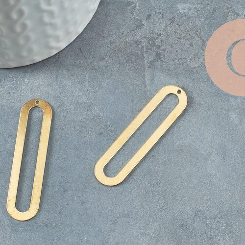 Pendentif ovale allongé laiton brut 46mm, x2 (g4683)