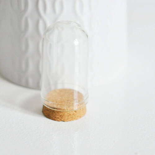 Mini cloche en verre et support en liège 44.5mm, x1 (g1687)