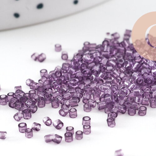 Perles tube violet façon delica miyuki 1.5mm, x1 sachet 8g (g10925)